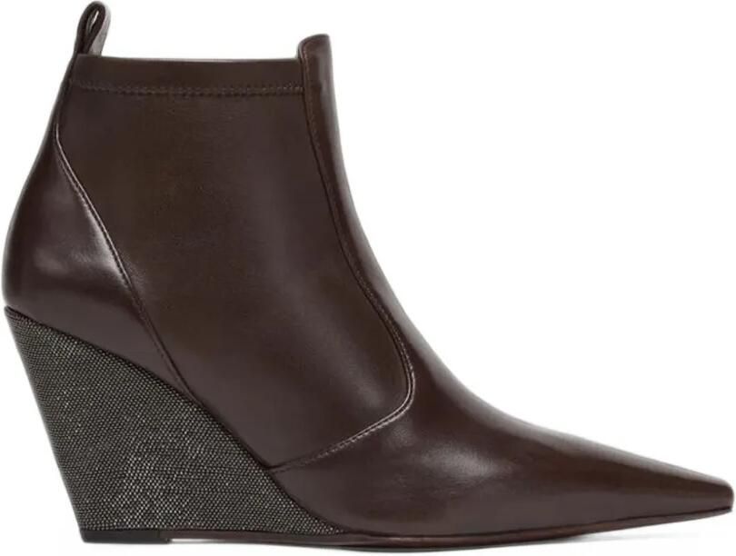 Brunello Cucinelli monili-embellished wedge ankle boots Bruin