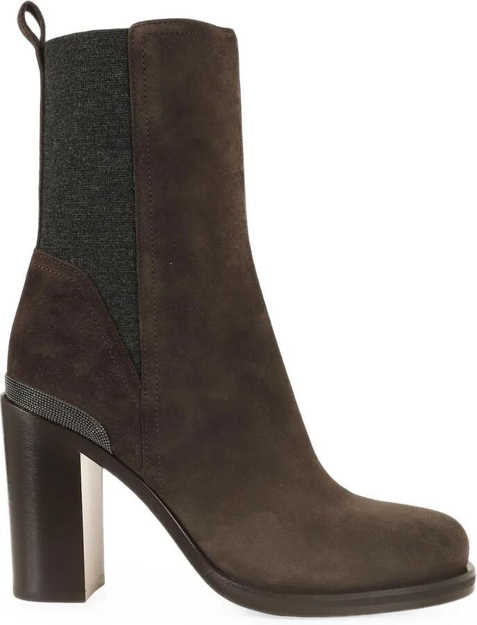 Brunello Cucinelli Monili enkellaarzen met ketting Bruin