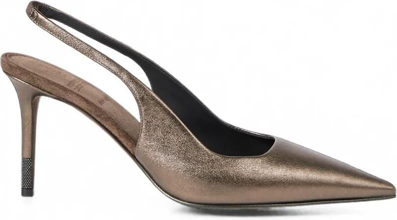 Brunello Cucinelli Monili lamé leren pumps Bruin