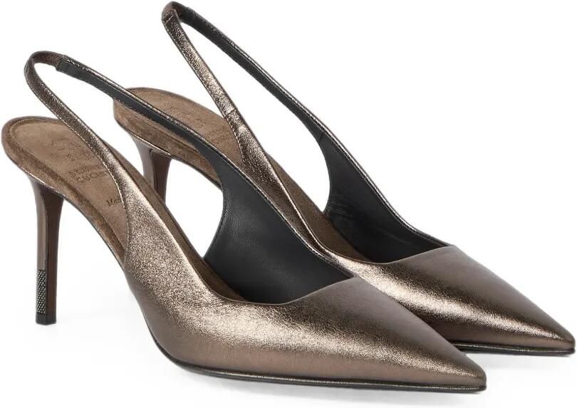 Brunello Cucinelli Monili lamé leren pumps Bruin - Foto 4