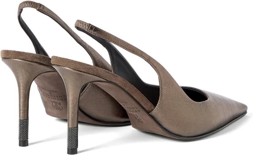 Brunello Cucinelli Monili lamé leren pumps Bruin - Foto 5