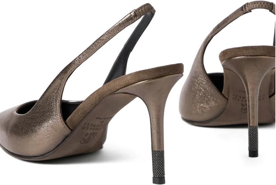 Brunello Cucinelli Monili lamé leren pumps Bruin - Foto 3