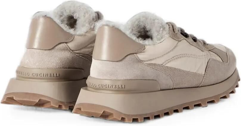 Brunello Cucinelli Monili sneakers met lammy voering Beige - Foto 3