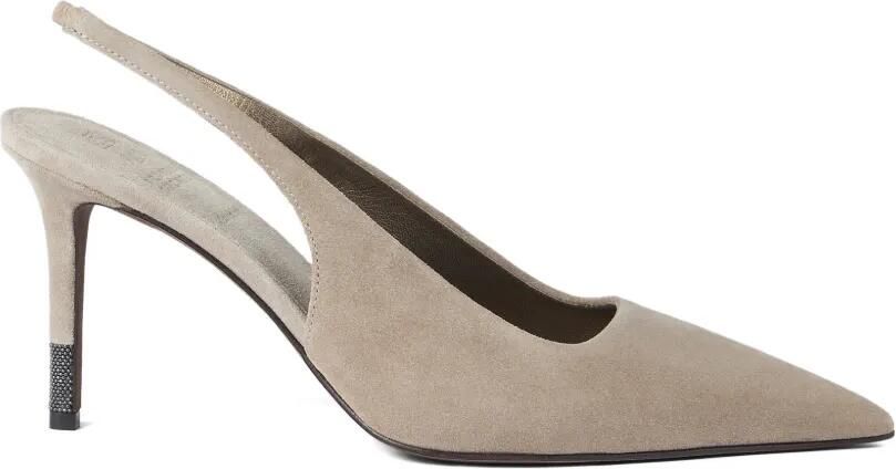 Brunello Cucinelli Monili suède slingback pumps Beige