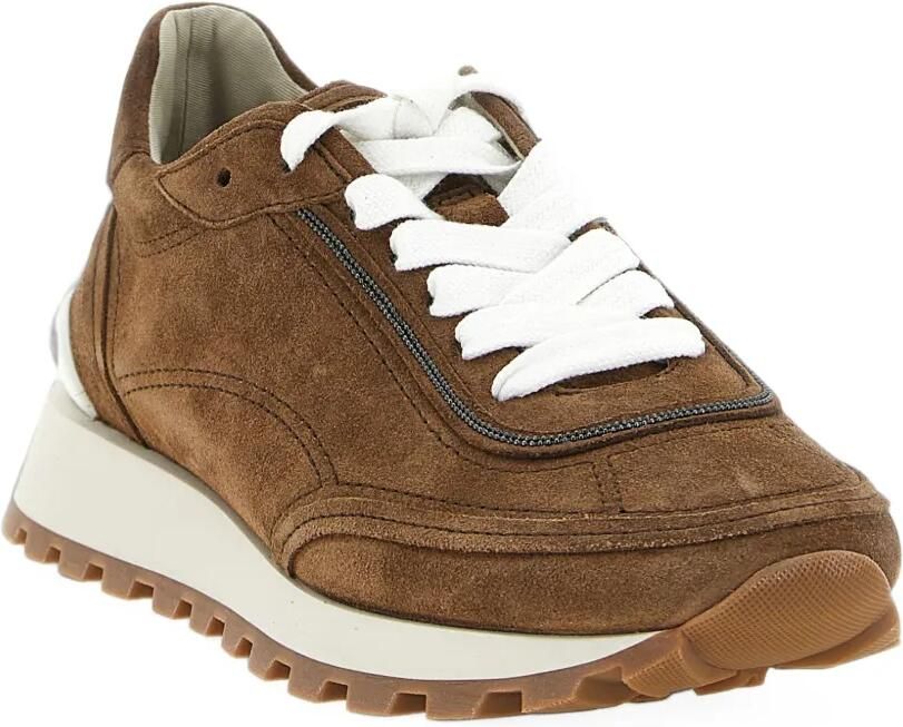 Brunello Cucinelli monili-trim suede sneakers Bruin - Foto 2