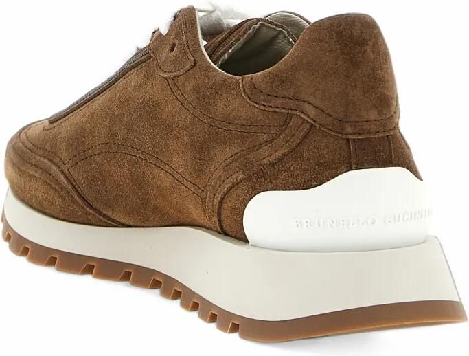 Brunello Cucinelli monili-trim suede sneakers Bruin - Foto 3