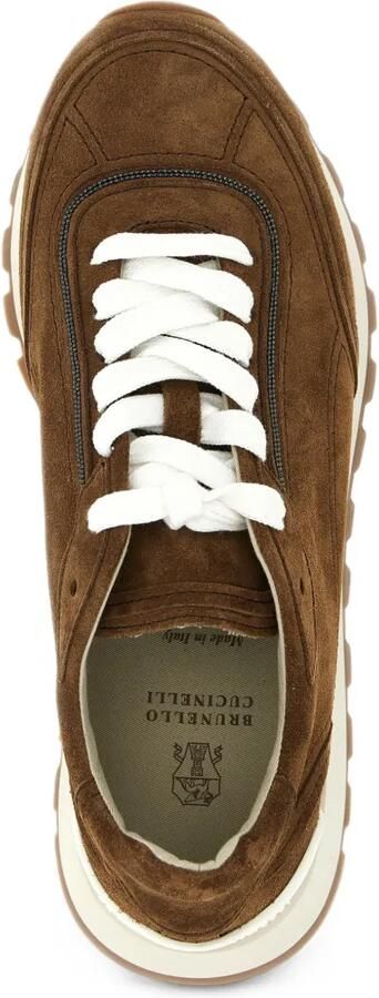 Brunello Cucinelli monili-trim suede sneakers Bruin - Foto 4