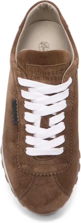 Brunello Cucinelli Monili-verfraaide suède sneakers Bruin - Foto 4
