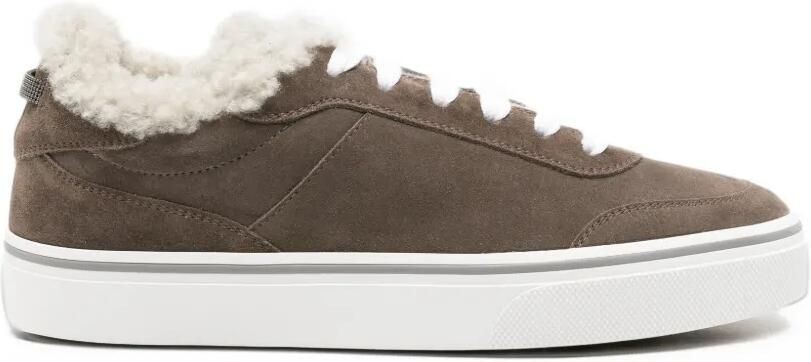 Brunello Cucinelli shearling-trim suede sneakers Bruin