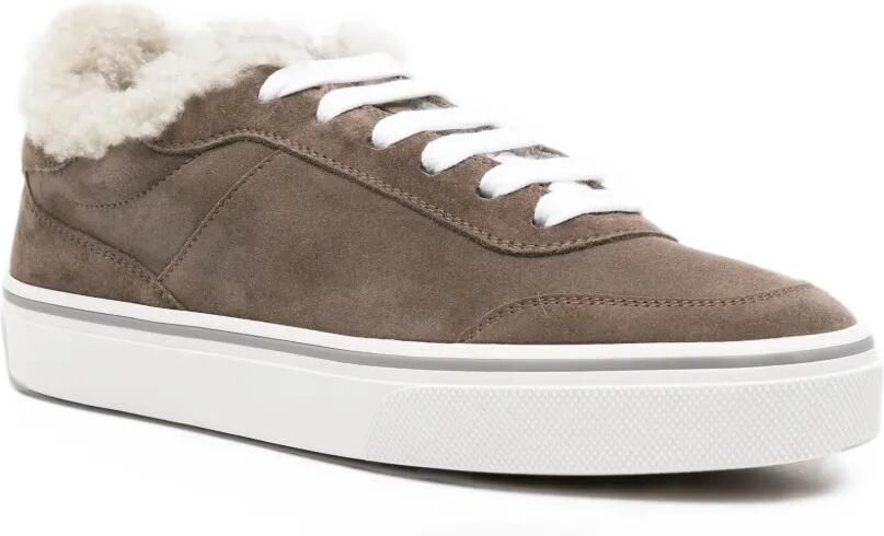 Brunello Cucinelli shearling-trim suede sneakers Bruin - Foto 2