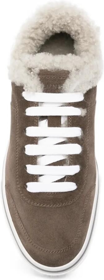 Brunello Cucinelli shearling-trim suede sneakers Bruin - Foto 4