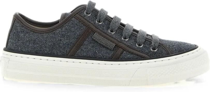 Brunello Cucinelli Shiny Tab wollen sneakers Grijs