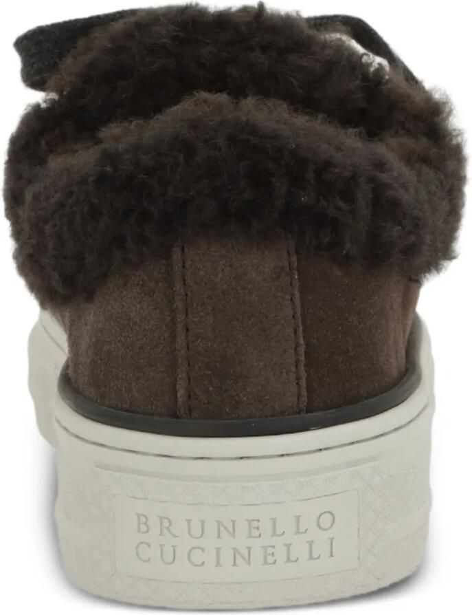 Brunello Cucinelli Sneakers met lammy afwerking Bruin - Foto 2