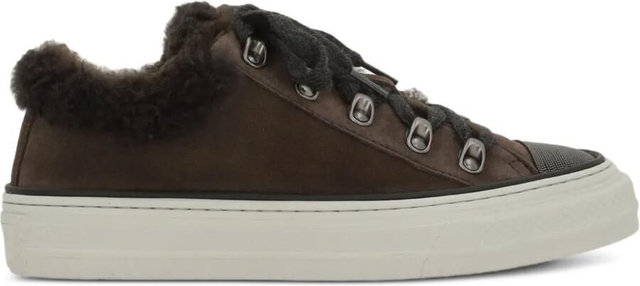 Brunello Cucinelli Sneakers met lammy afwerking Bruin - Foto 4