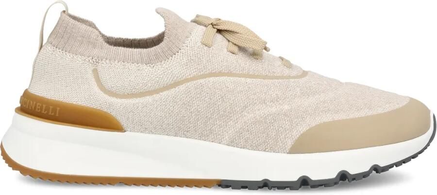 Brunello Cucinelli Sneakers met veterdetail Beige