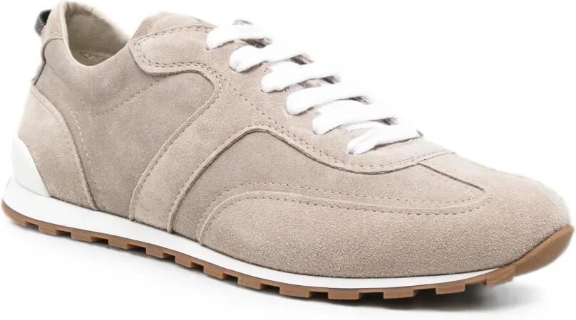 Brunello Cucinelli Sneakers met vlakken en Monili-ketting Beige - Foto 2