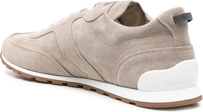 Brunello Cucinelli Sneakers met vlakken en Monili-ketting Beige - Foto 3