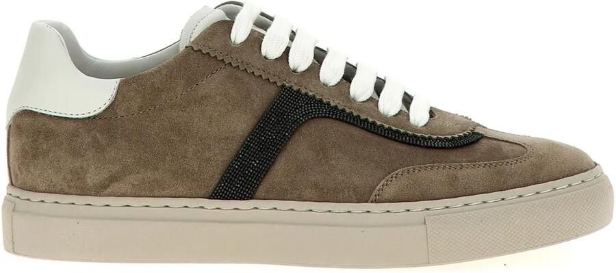 Brunello Cucinelli Sneakers verfraaid met monilikralen Bruin