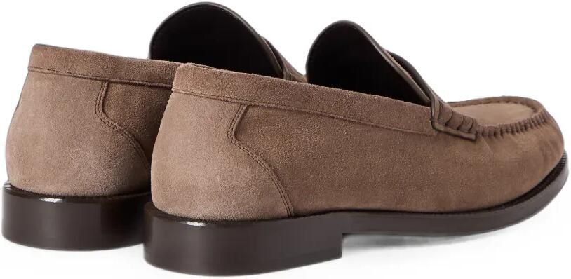 Brunello Cucinelli Suède en bewerkte kalfsleren penny loafers Bruin - Foto 5
