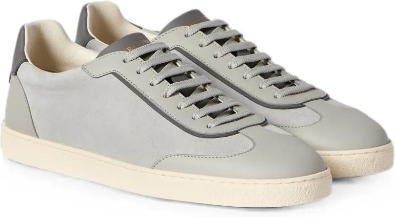 Brunello Cucinelli Suède en gepolijste kalfsleren sneakers Grijs - Foto 4