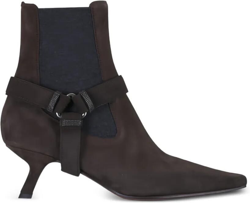 Brunello Cucinelli Suède enkellaarzen Bruin
