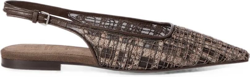 Brunello Cucinelli Suède geruite slingback pumps Bruin