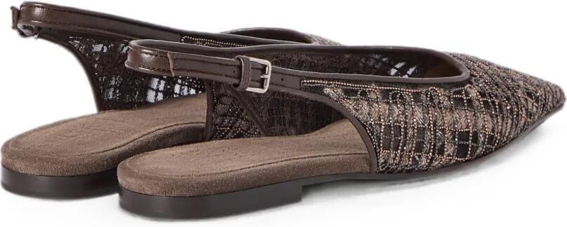 Brunello Cucinelli Suède geruite slingback pumps Bruin - Foto 5