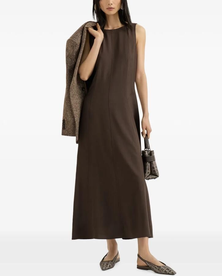 Brunello Cucinelli Suède geruite slingback pumps Bruin - Foto 3