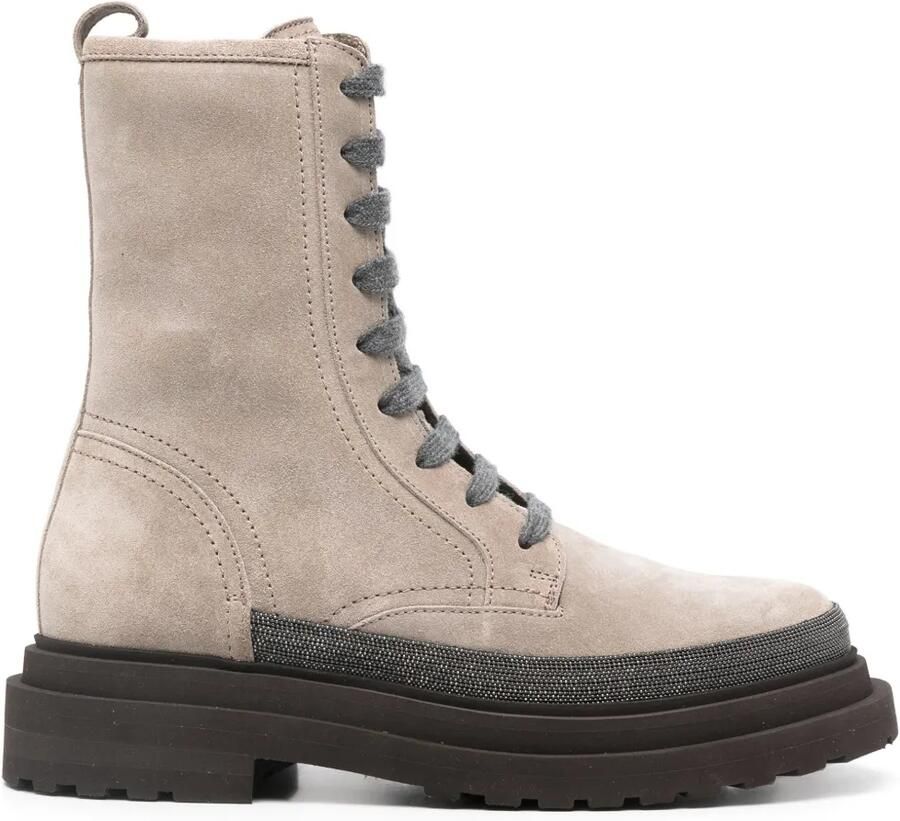Brunello Cucinelli Suède laarzen met Monili-detail Grijs