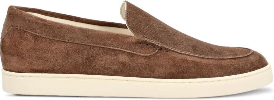 Brunello Cucinelli Suède loafers met chevron effect Bruin