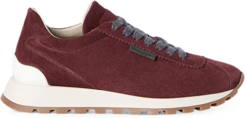 Brunello Cucinelli Suède schoenen met glanzende lus Rood