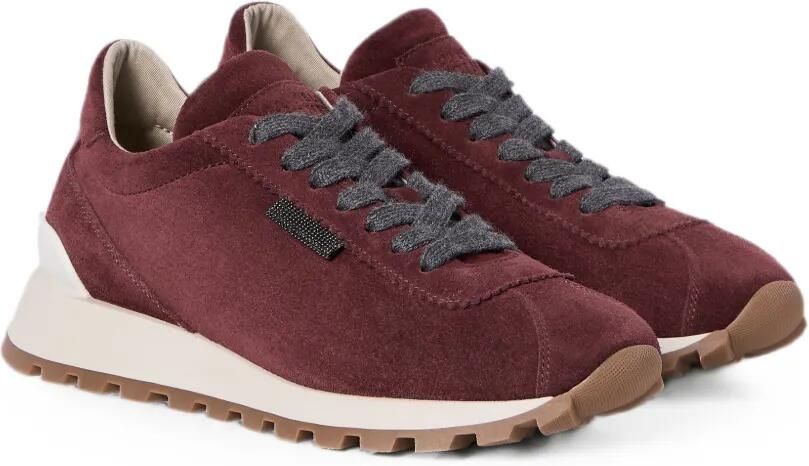 Brunello Cucinelli Suède schoenen met glanzende lus Rood - Foto 4