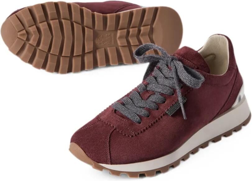 Brunello Cucinelli Suède schoenen met glanzende lus Rood - Foto 3