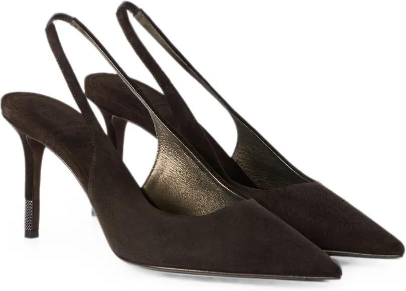Brunello Cucinelli Suède slingback pumps met Monili Bruin - Foto 4