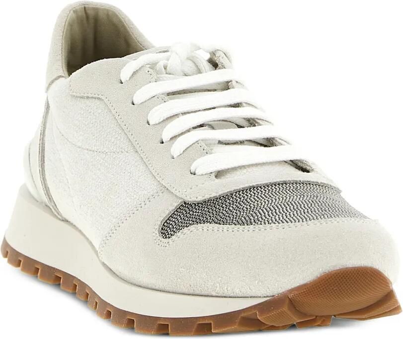 Brunello Cucinelli Suède sneakers met applicatie Beige - Foto 2