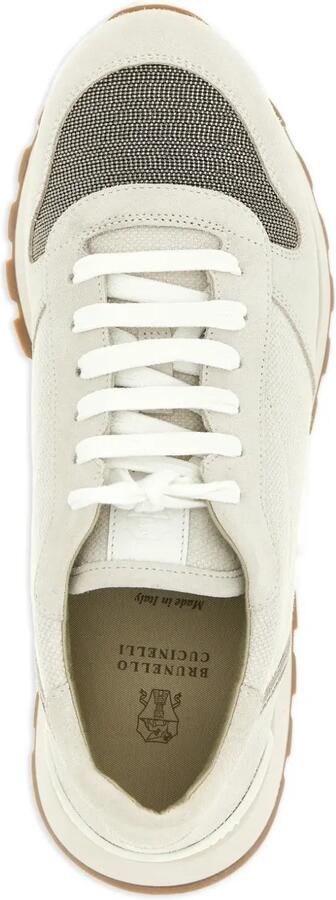 Brunello Cucinelli Suède sneakers met applicatie Beige - Foto 4