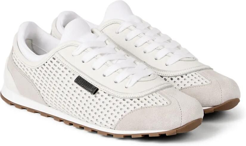 Brunello Cucinelli Suède sneakers met glanzende lus Beige - Foto 4