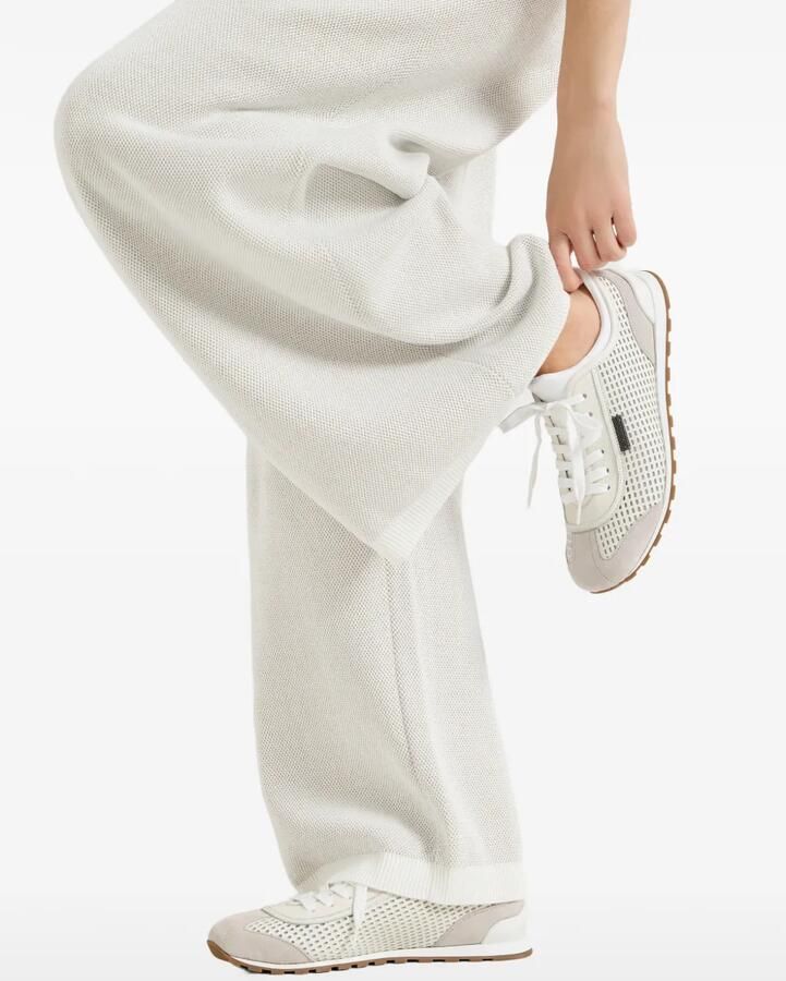 Brunello Cucinelli Suède sneakers met glanzende lus Beige - Foto 2