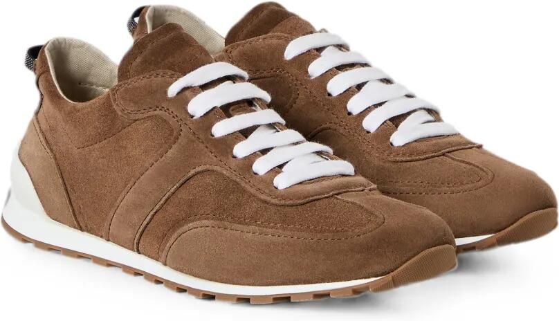 Brunello Cucinelli Suède sneakers met glanzende lussen Bruin - Foto 4