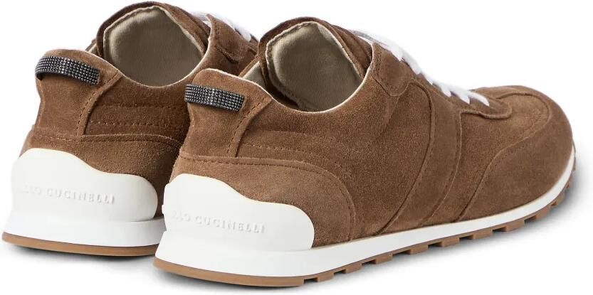 Brunello Cucinelli Suède sneakers met glanzende lussen Bruin - Foto 5