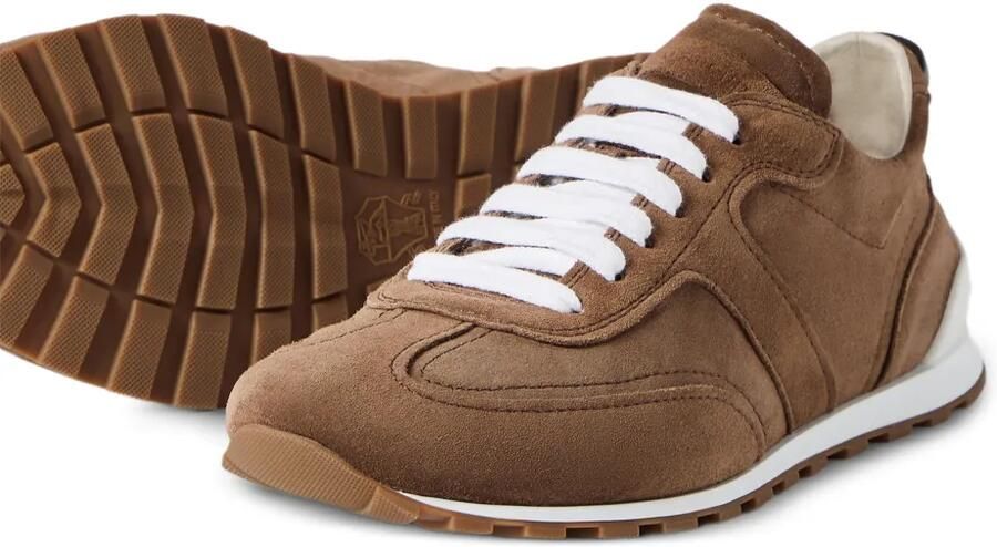 Brunello Cucinelli Suède sneakers met glanzende lussen Bruin - Foto 3