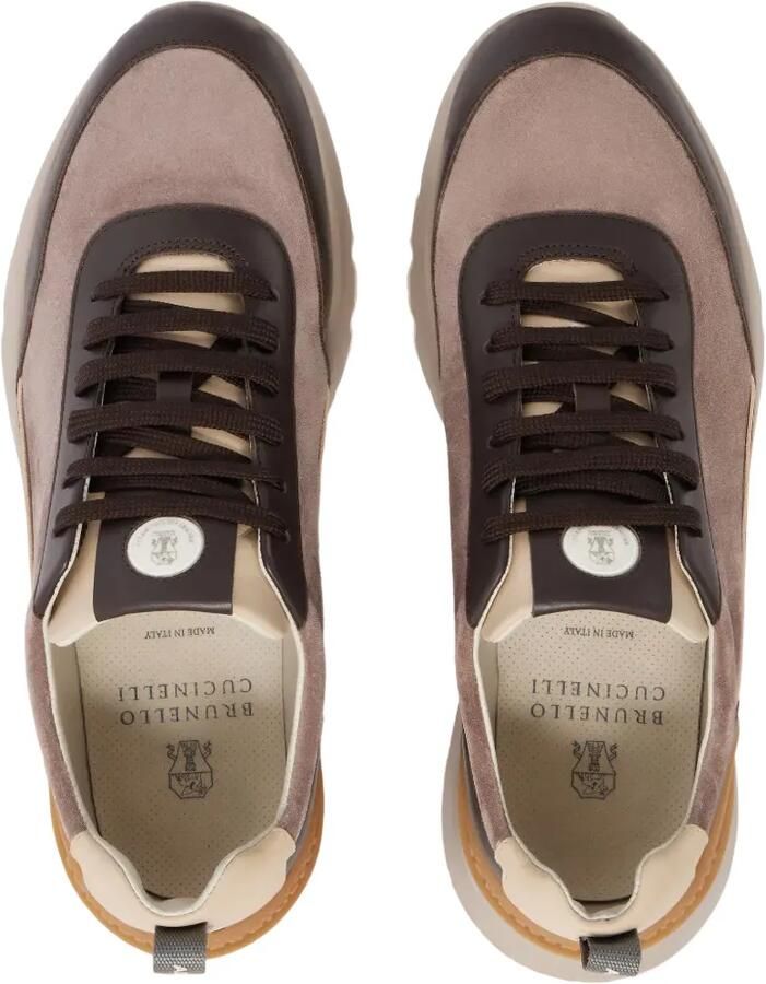 Brunello Cucinelli Suède sneakers met leren afwerking Bruin - Foto 2