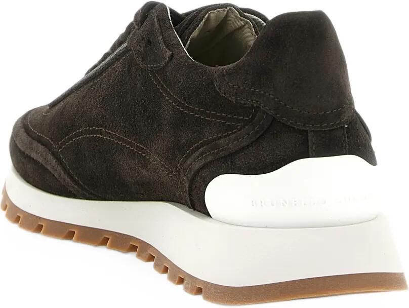 Brunello Cucinelli Suède sneakers met monili-afwerking Bruin - Foto 2