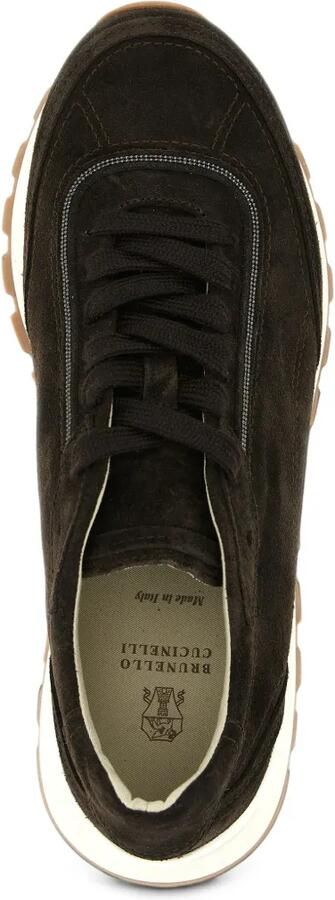 Brunello Cucinelli Suède sneakers met monili-afwerking Bruin - Foto 3