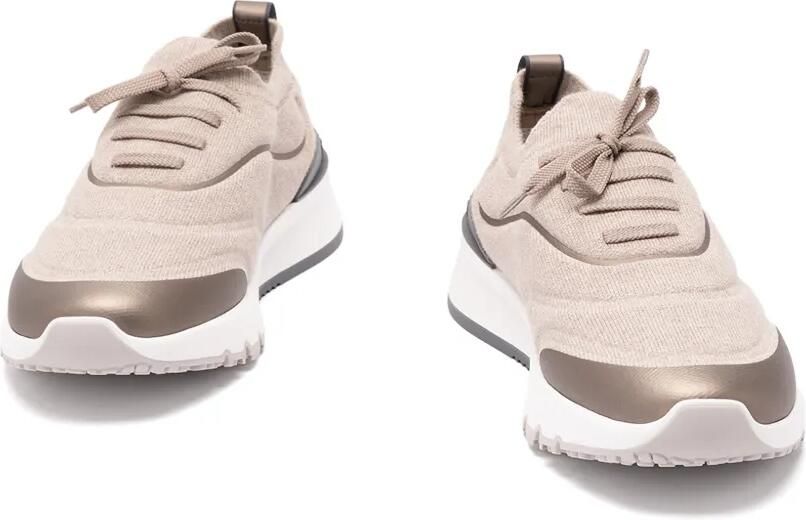 Brunello Cucinelli Techno katoenen gebreide hardloopschoenen met details Beige - Foto 3