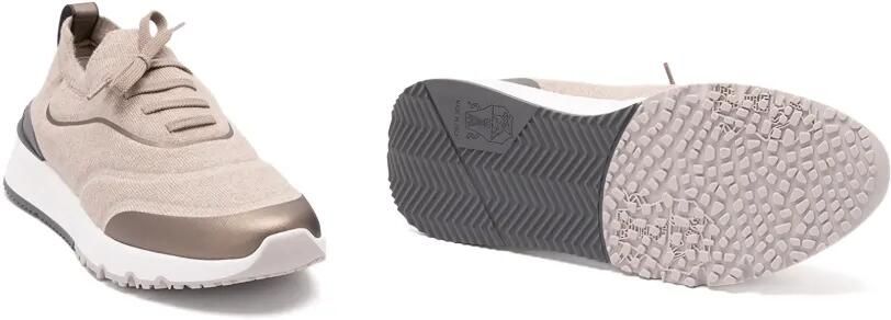 Brunello Cucinelli Techno katoenen gebreide hardloopschoenen met details Beige - Foto 5