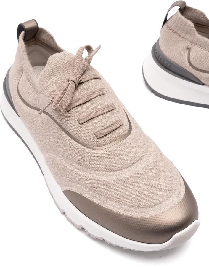 Brunello Cucinelli Techno katoenen gebreide hardloopschoenen met details Beige - Foto 2