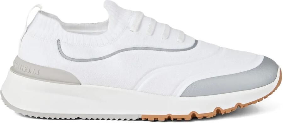Brunello Cucinelli Techno katoenen gebreide hardloopschoenen met details Wit