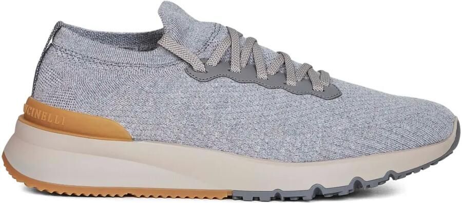Brunello Cucinelli Wollen gebreide sneakers met jacquard Grijs