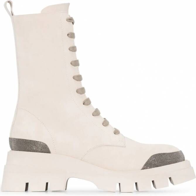 Brunello Cucinelli Chunky combat boots Beige